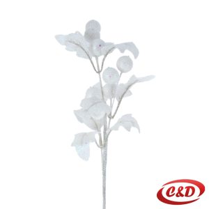 Bijela dekorativna grana sa sjajem 45 cm