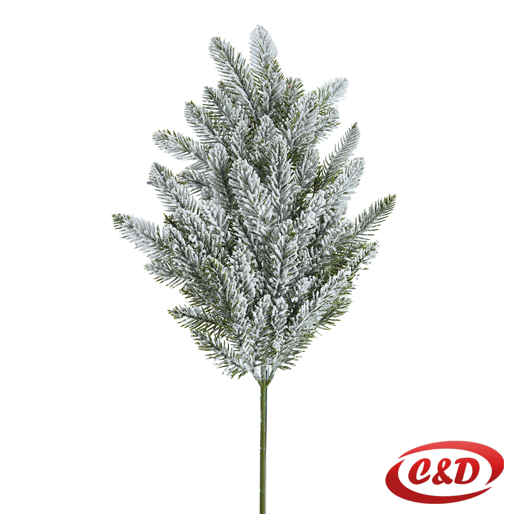 Dekorativna zelena/bijela plastična borova grana dužine 70 cm.