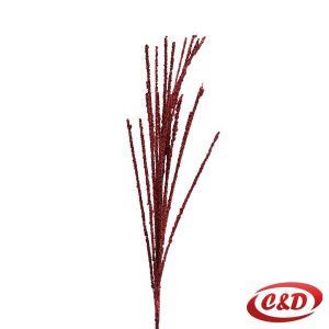 Crvena sjajna dekorativna grana dužine 70 cm.