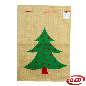 Božićna jutana vrećica 50×35 cm sa printom. jelke