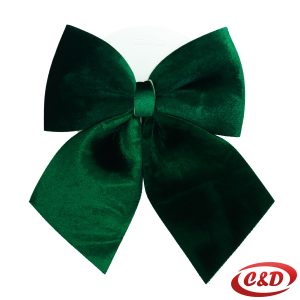 Plišana zelena mašna dimenzija 20×22 cm za božićnu dekoraciju