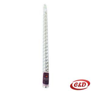 Srebrena dekorativna svijeća visine 25 cm.