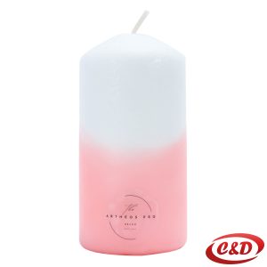 Bijelo-roza dekorativna svijeća visine 10 cm