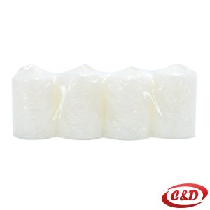 Adventske svijeće u bijeloj boji, set od 4 komada, dimenzija 5 × 3,5 cm. Idealne za blagdanske vijence i dekoracije.