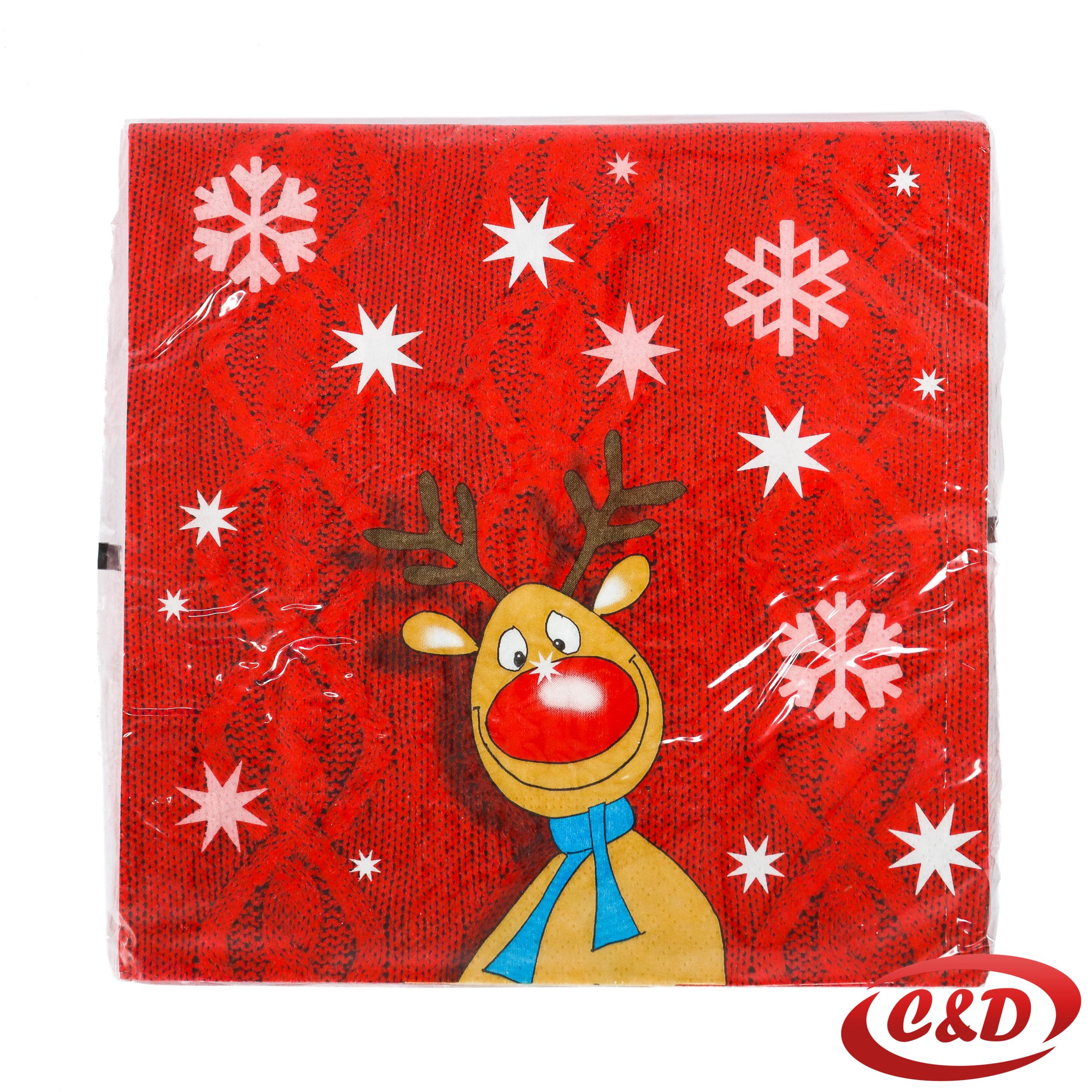Božićne salvete crvene i bijele sob 33×33 cm, pakiranje od 20 komada.