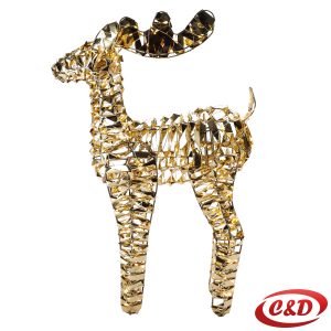 Zlatni svjetleći jelen visine 60 cm s toplim LED svjetlom.