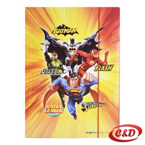 A4 fascikla sa motivima super junaka Superman, Batman, Flash i Green Lantern dimenzija 34 x 25 cm