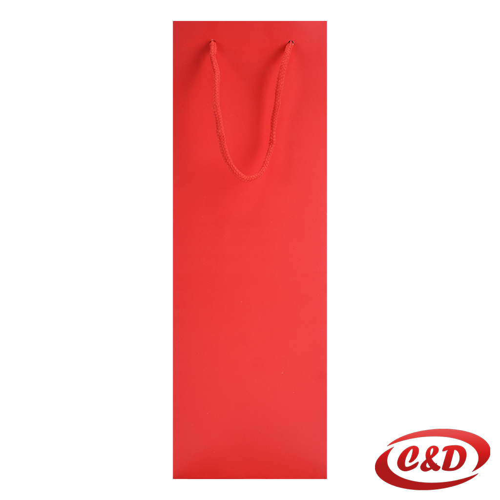 Crvena poklon vrećica za piće za pakiranje boca vina i drugih pića.