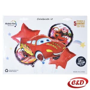 Balon set s motivom auta u crvenoj boji, folijski baloni zvijezda, krug i veliki balon auto