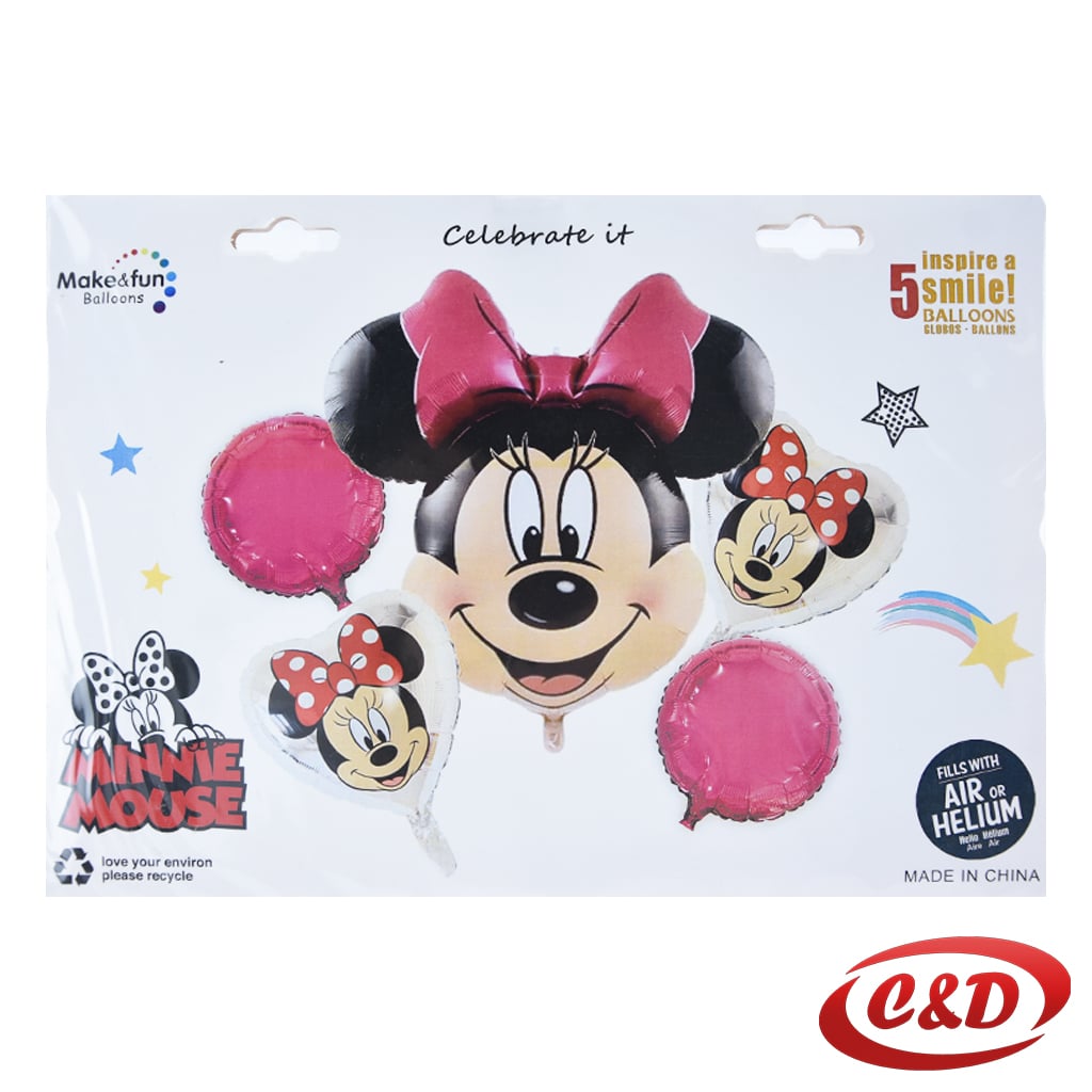 Folijski balon set Minnie Mouse roza boje s 5 balona različitih oblika
