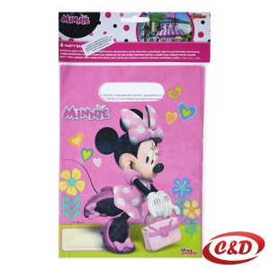Roze Mini Mouse vrećice od folije, pakiranje od 6 komada, dimenzije 25 × 17 cm, za dječje rođendane i tematske zabave