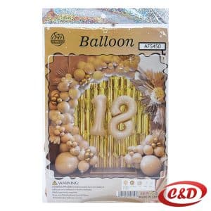 Set balona u bež i zlatnoj nijansi s folija balonom broj 18