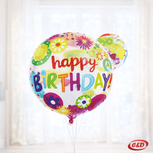 Folija balon Happy Birthday s oslikanim voćnim motivima, dimenzija 45 × 45 cm