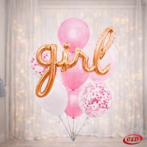 Balon set Girl u roza boji s folija natpisom i latex balonima za baby shower