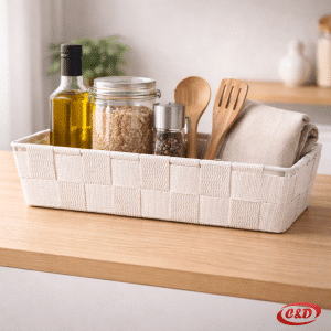 Bež pletena korpa za odlaganje 26x10x6 cm