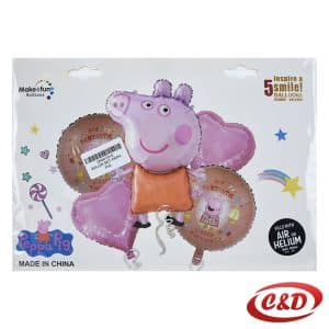 Folijski balon set Peppa Pig u roza boji s 5 balona različitih oblika
