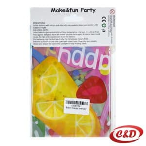 Folija balon Happy Birthday s oslikanim voćnim motivima, dimenzija 45 × 45 cm