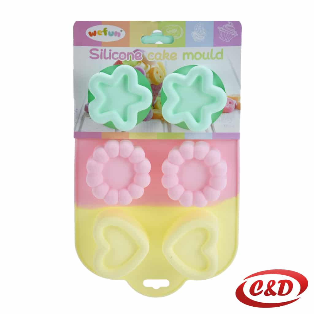 Silikonski kalup srce, cvijet i zvijezda u roze, zelenoj i žutoj boji dimenzija 6 × 6 × 3 cm