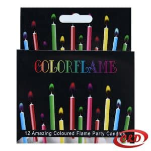 Set od 12 šarenih svijeća u bojama roza, ljubičasta, zelena, plava, žuta i crvena, visine 55 mm za rođendanske torte