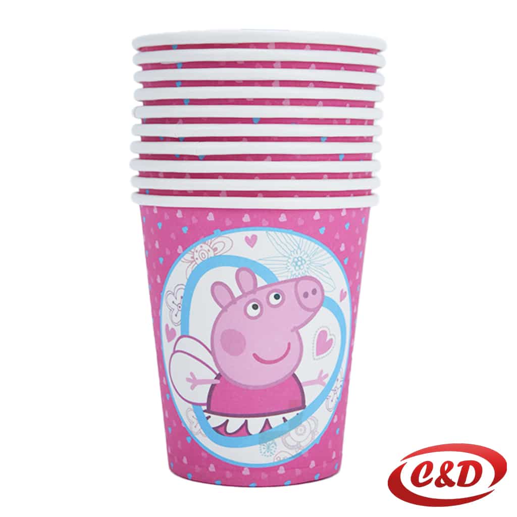 Set od 10 roza čaša s likom Peppa Pig za dječije rođendanske proslave