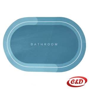 Zelena prostirka za kupatilo 60x40 cm sa natpisom Bathroom od gume i poliestera