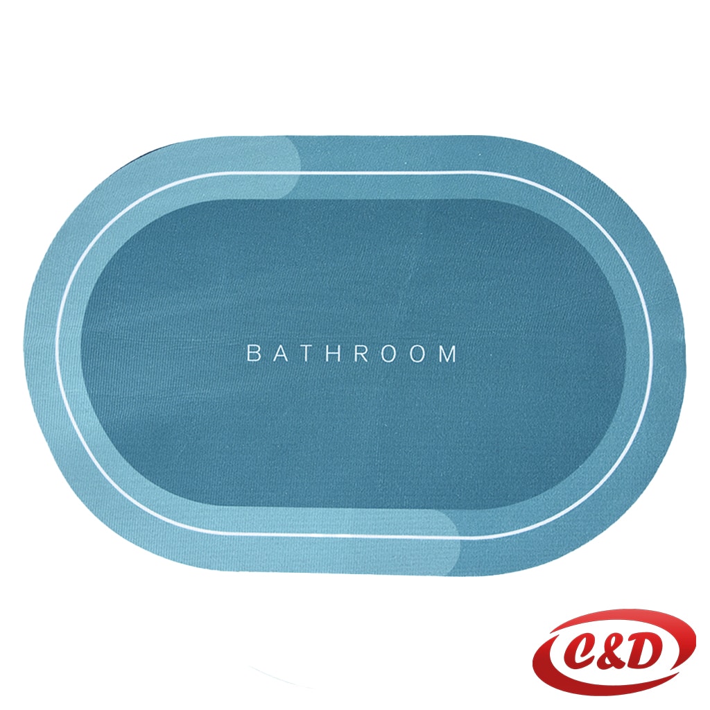 Zelena prostirka za kupatilo 60x40 cm sa natpisom Bathroom od gume i poliestera