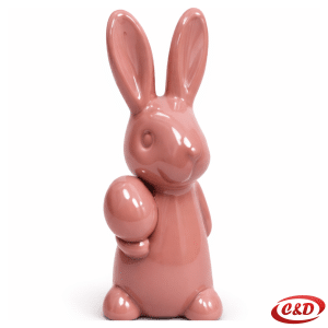 keramički uskrsni zeko roza dekorativna figura 13,5 cm