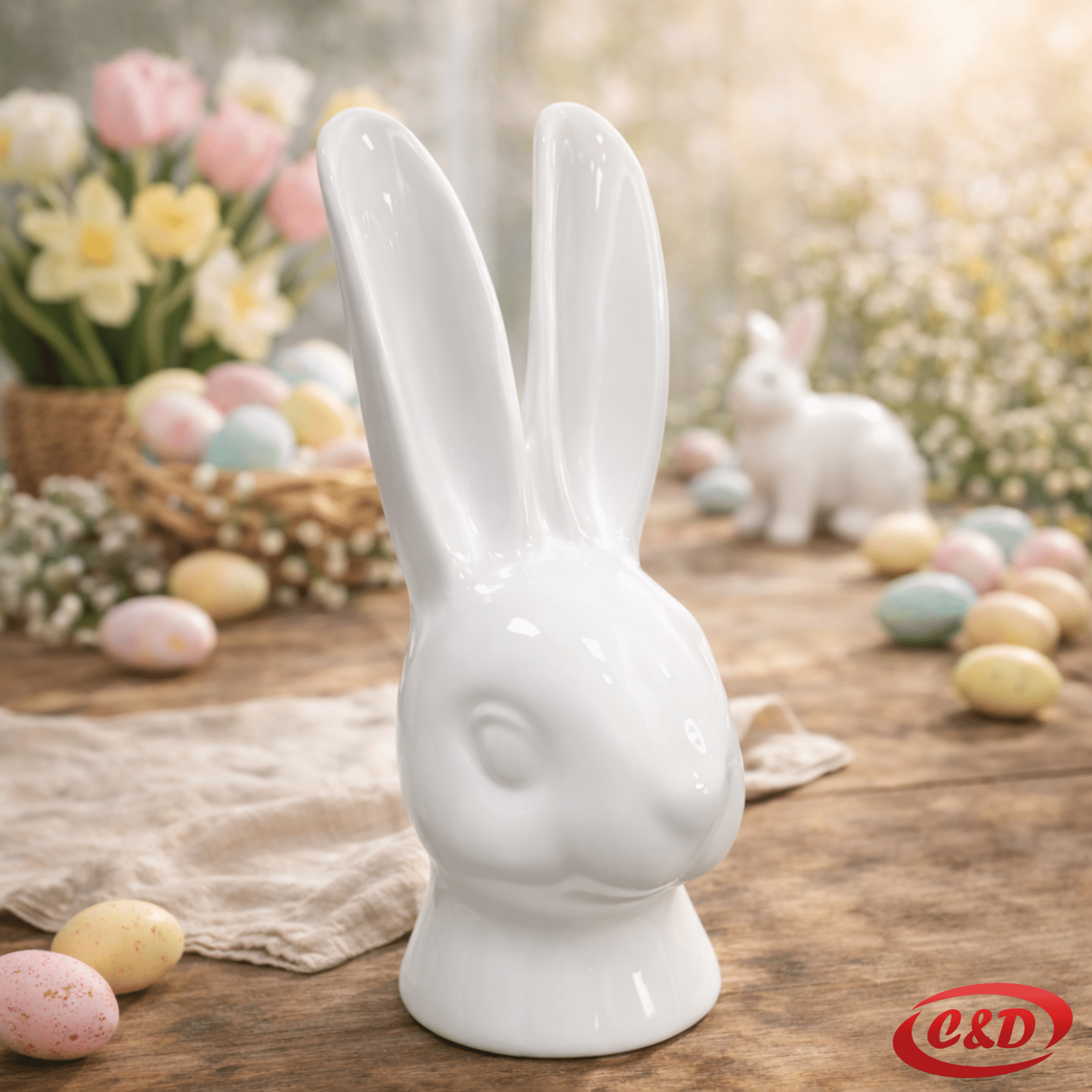 keramički uskrsni zec bijeli dekorativna figura 21 cm