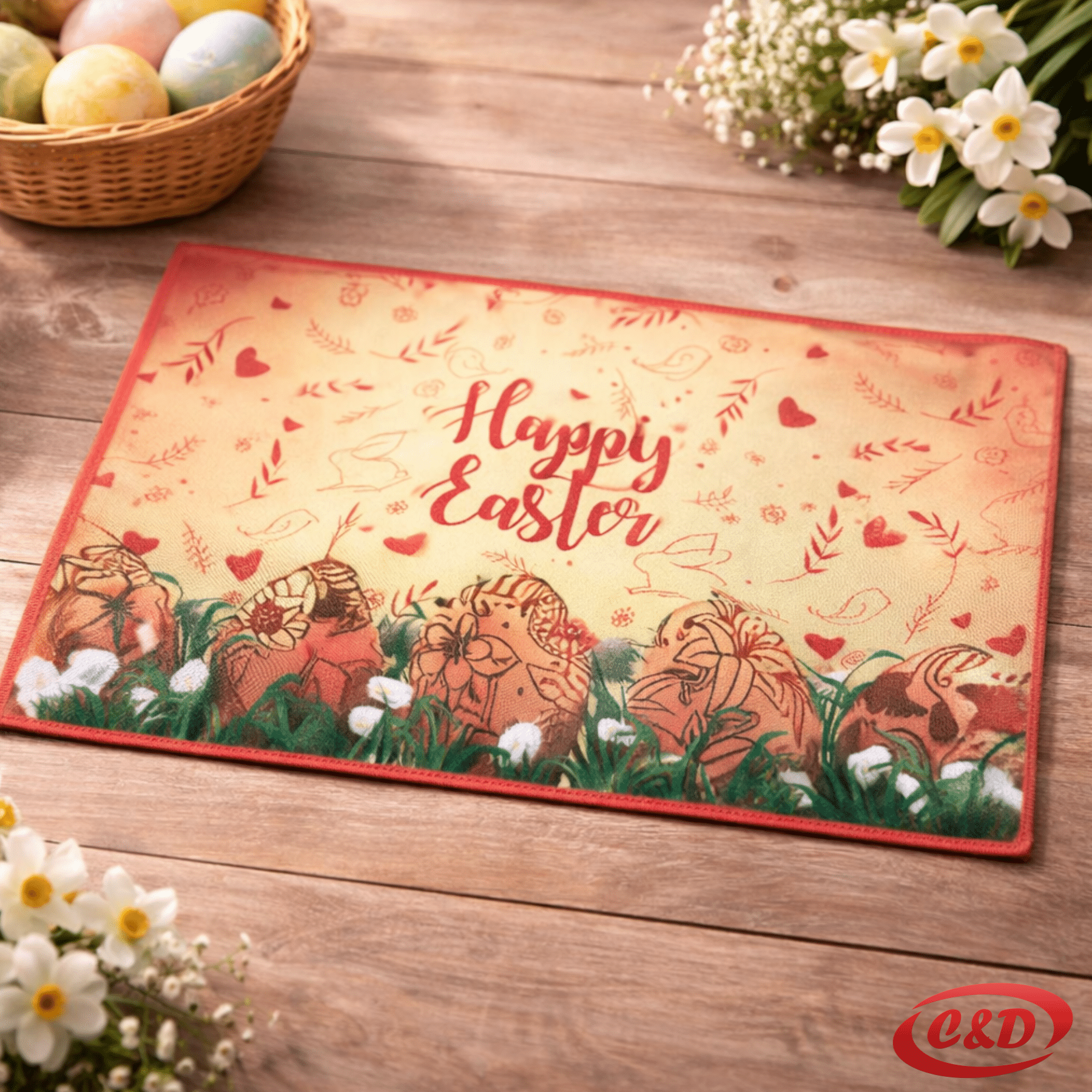 Uskrsna krpa narančasta 60x40 Happy Easter poliester BiH