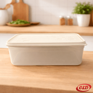 Providna posuda sa gumenim bež poklopcem 2 l dimenzija 24 x 15 x 5 cm