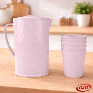 Set bokal i čaše VC-10 rozi bokal 2,2 l i čaše 330 ml