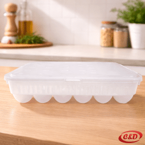 Plastična posuda za jaja 30 kom bijela sa poklopcem 27 x 33 x 7 cm