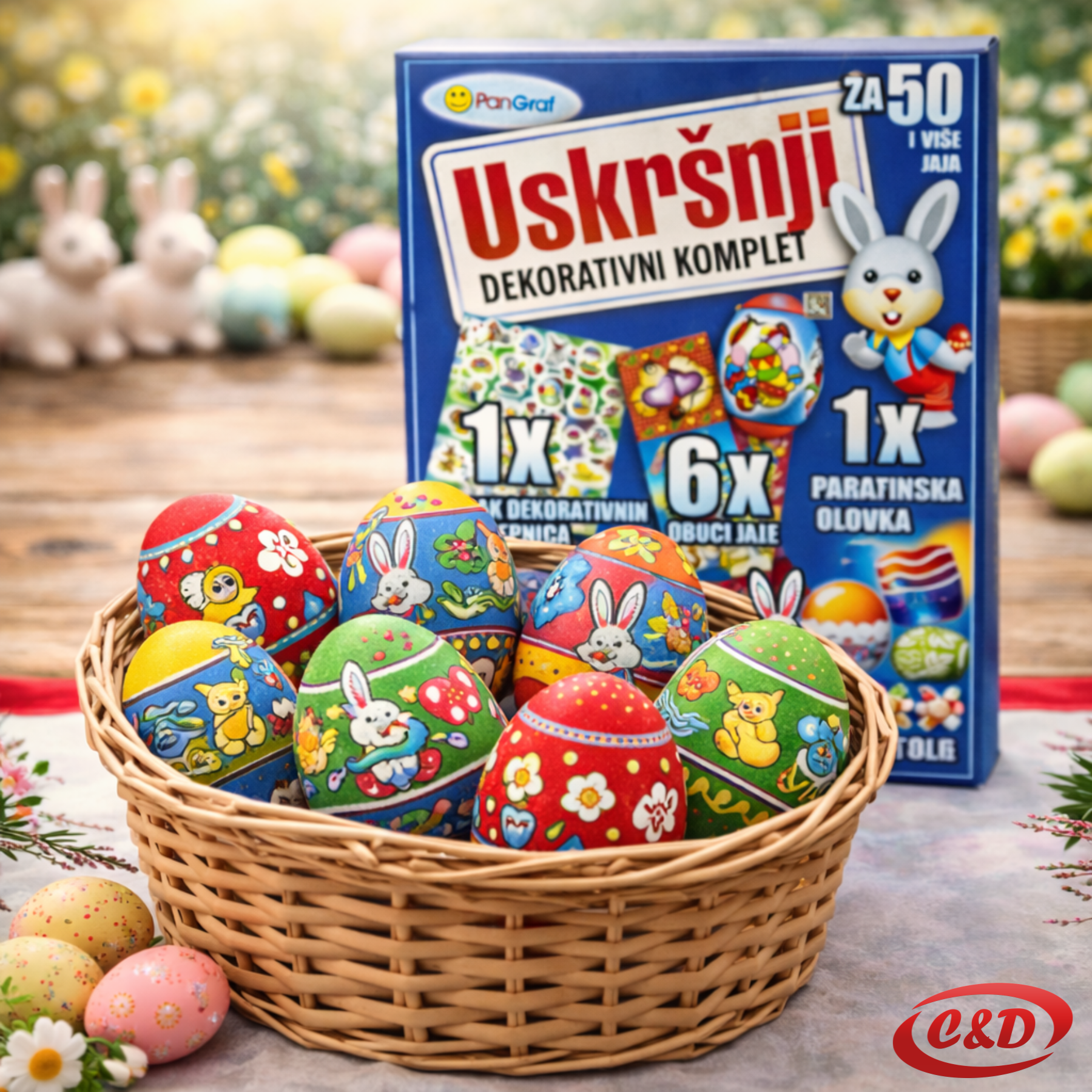 uskrsni dekorativni komplet za jaja set boje folija naljepnice