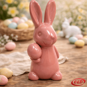 keramički uskrsni zeko roza dekorativna figura 13,5 cm