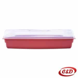 plastična posuda za hranu 2 u 1 crvena s poklopcem i drškom 29x45x11 cm