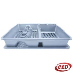 🍽️ sivi plastični ocjeđivač za suđe 46x37x8 cm stalak s pregradama