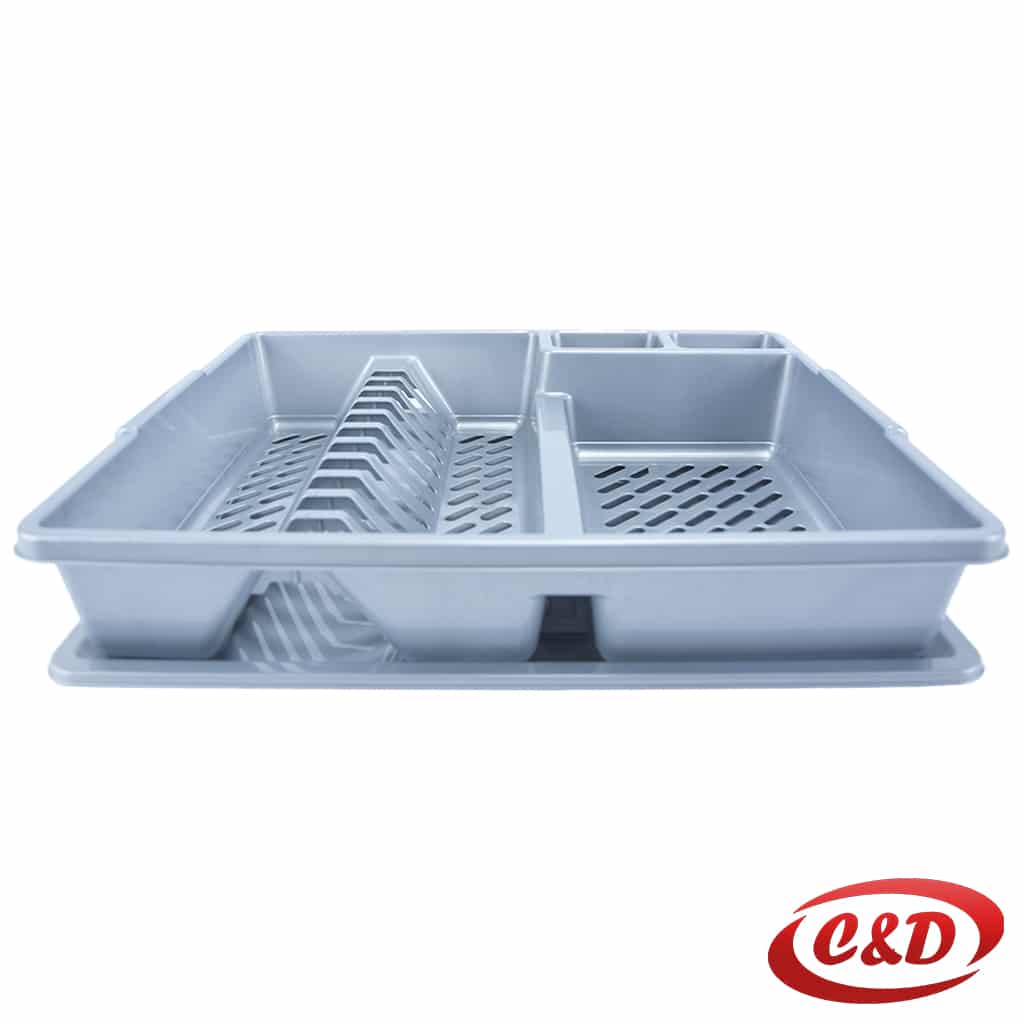 🍽️ sivi plastični ocjeđivač za suđe 46x37x8 cm stalak s pregradama