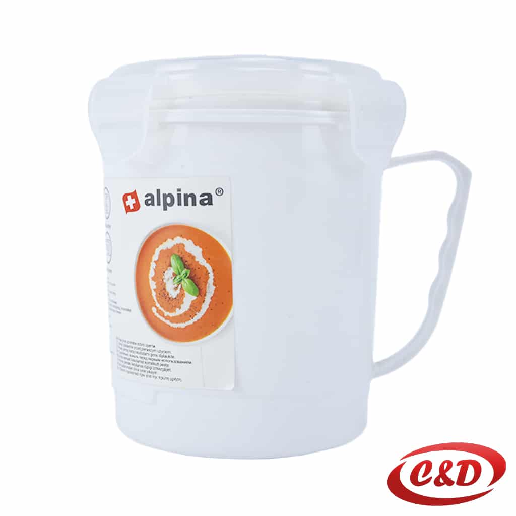 ☕ bijela plastična posuda za mikrovalnu / šalica za juhu 600 ml s poklopcem 10 x 8 cm