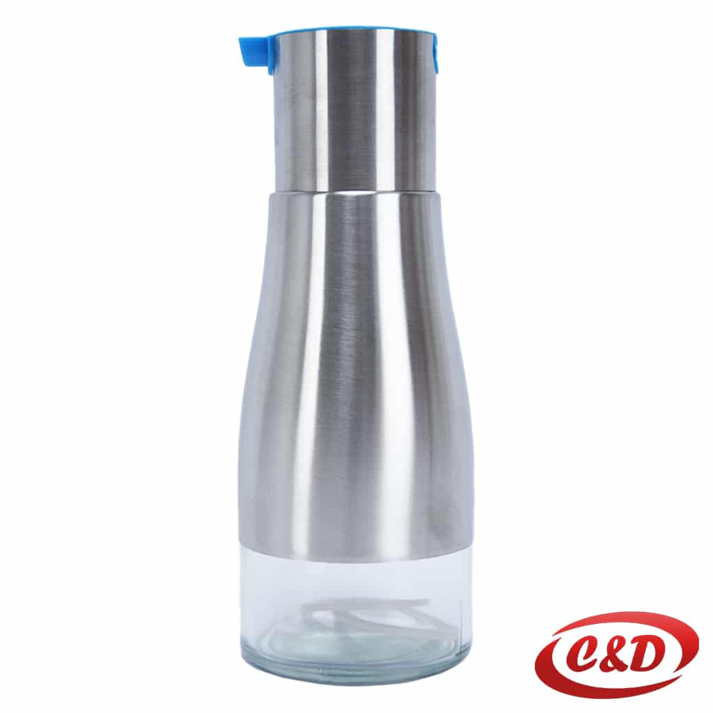 staklena boca za ulje 18 cm inox posuda za maslinovo ulje