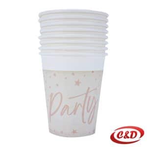 Party papirne čaše bež 200 ml s natpisom Party 8 komada