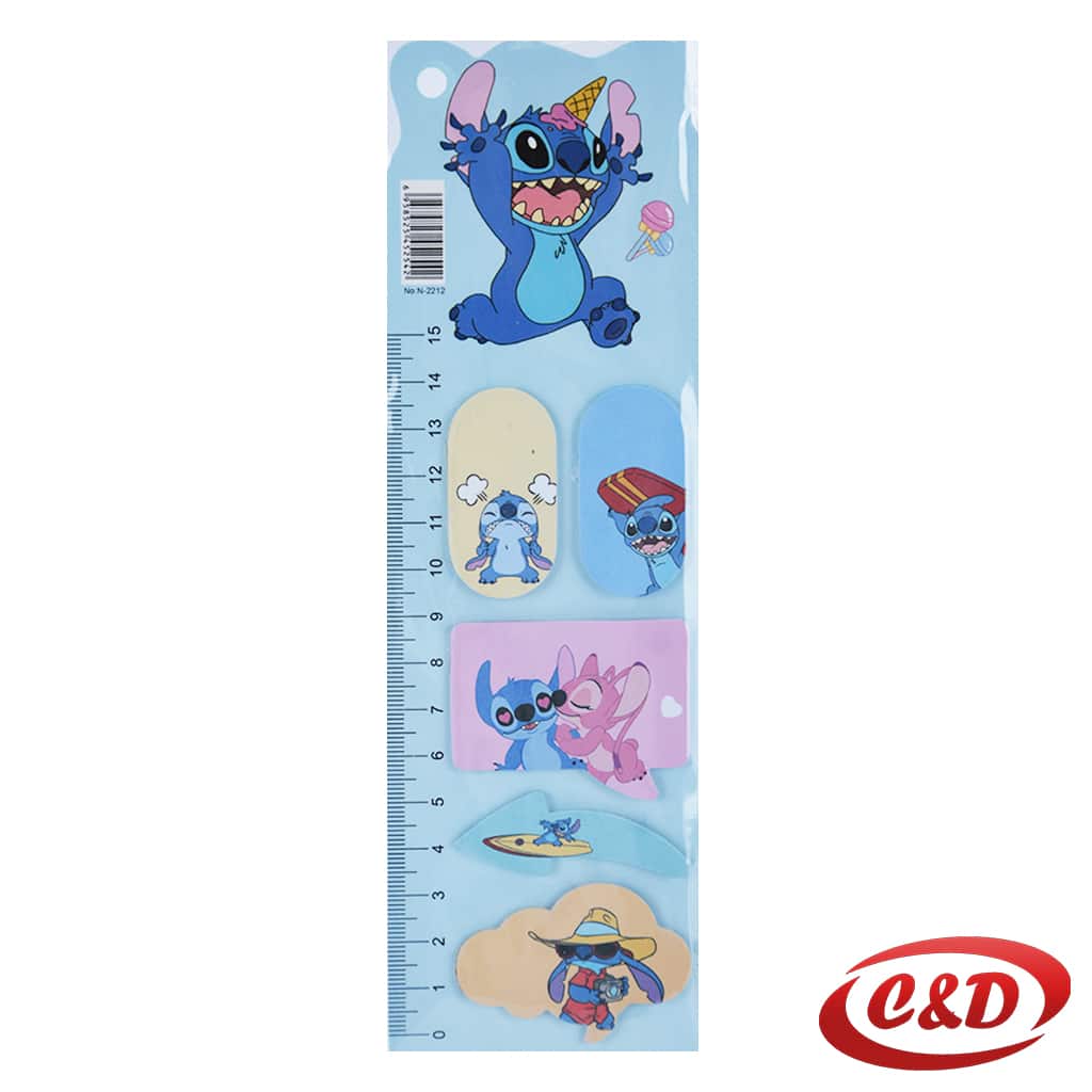 Papirno ravnalo Stitch sa stikerima 21 x 7 cm mjerna skala do 15 cm