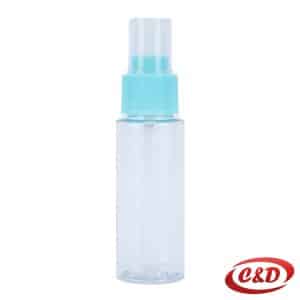 Plava prozirna plastična boca sa raspršivačem 30 ml putna bočica 12 cm