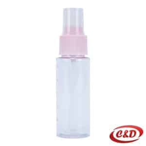 Roza prozirna plastična boca sa raspršivačem 30 ml putna bočica 12 cm