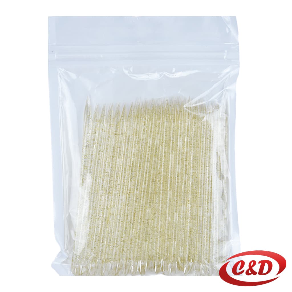 plastični potiskivač za nokte prozirni sa zlatnim 10 cm set 50 kom