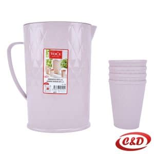 Set bokal i čaše VC-104 rozi bokal 2,2 l i čaše 330 ml