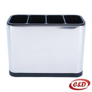 Ocjeđivač escajga metalni i plastični 4 pregrade srebrni crni 18 x 8,6 x 13 cm