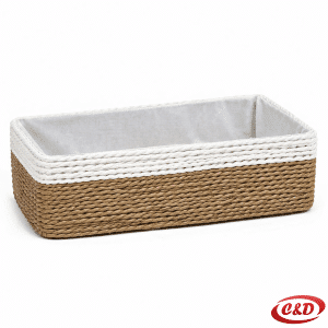 pletena korpa smeđa bijela podstava 23x15x6 cm dekorativna korpa