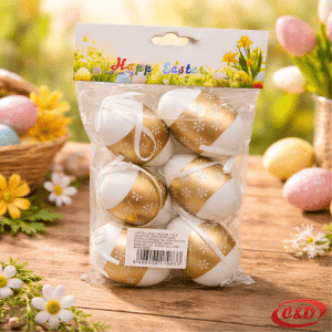 uskrsna jaja 6 komada zlatna bijela 6 cm plastična dekoracija