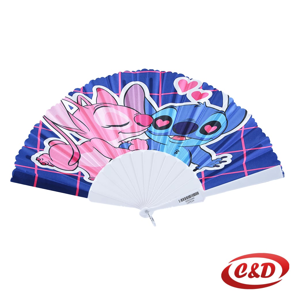 lilo i stitch lepeza plastična tamno plava crna roza 40 cm