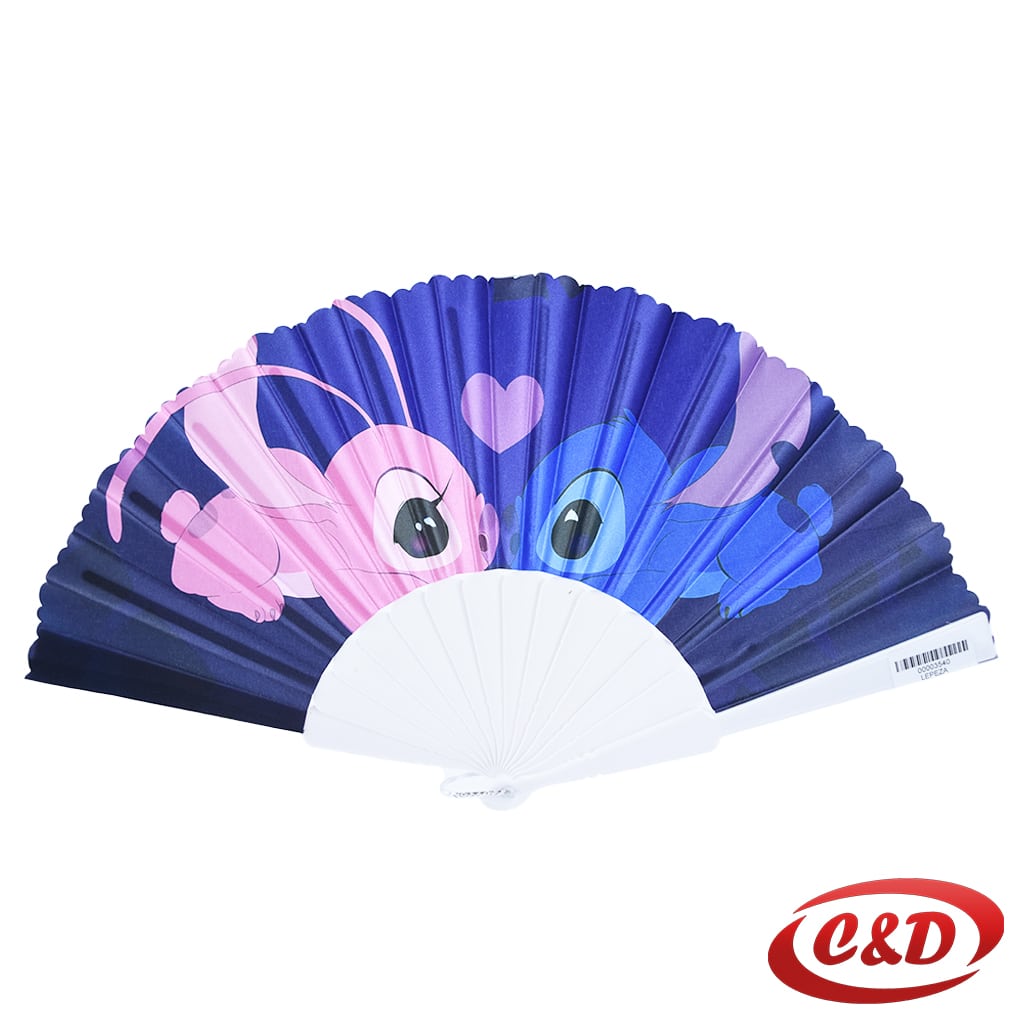 lilo i stitch lepeza plastična tamno plava crna roza 40 cm